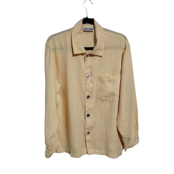 Private Edition Chicos Butter Yellow Linen Women's 1 Oversized Button Up Shirt - Picture 6 of 12
